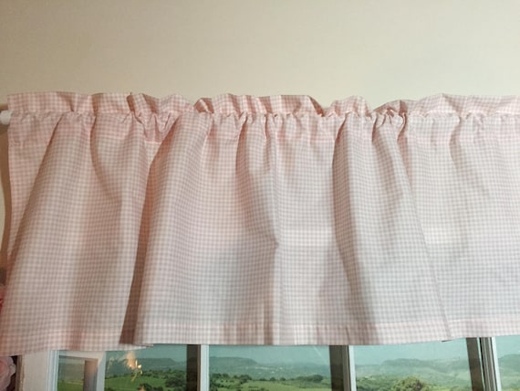 Soft Pink White Gingham Valance 42 Inches Wide Etsy