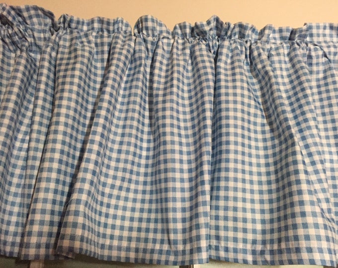 Medium Blue Gingham Valance 78 Inches Wide Etsy