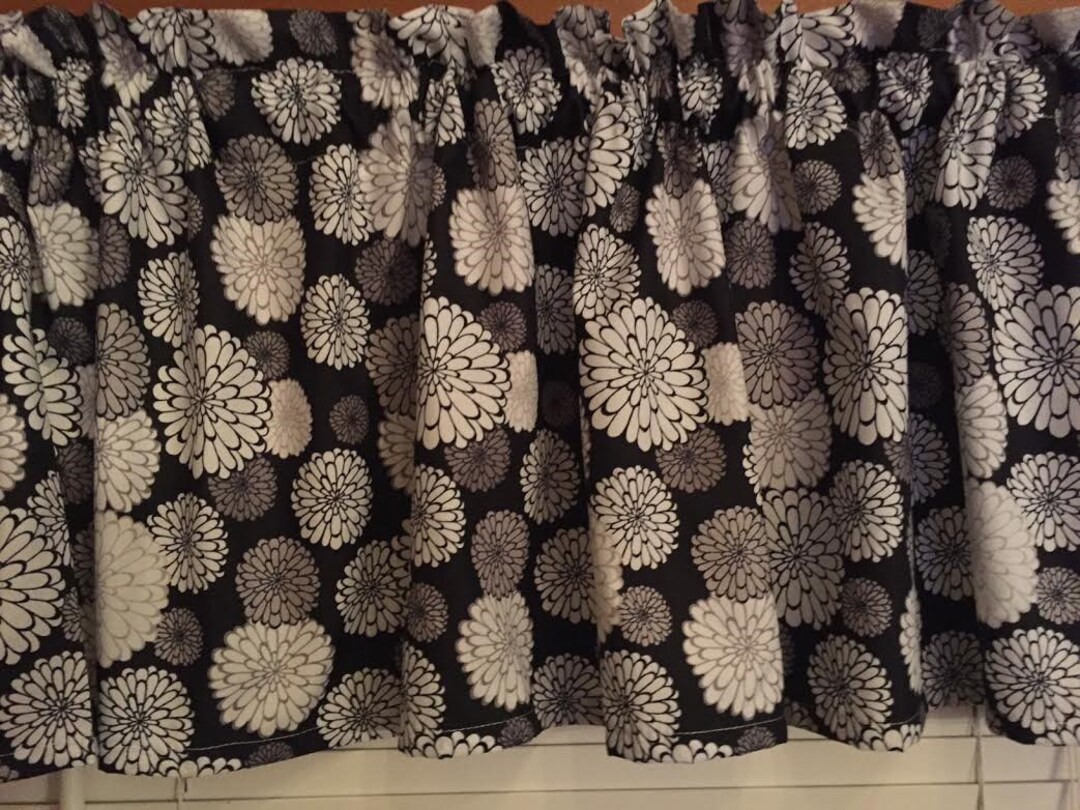 Extra Wide Black and White Floral Valance 64 Inches Wide Etsy