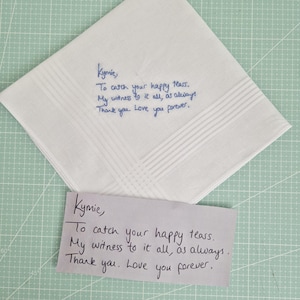 Personalised Handwriting Embroidered Handkerchief – Custom Wedding Keepsake Gift image 12