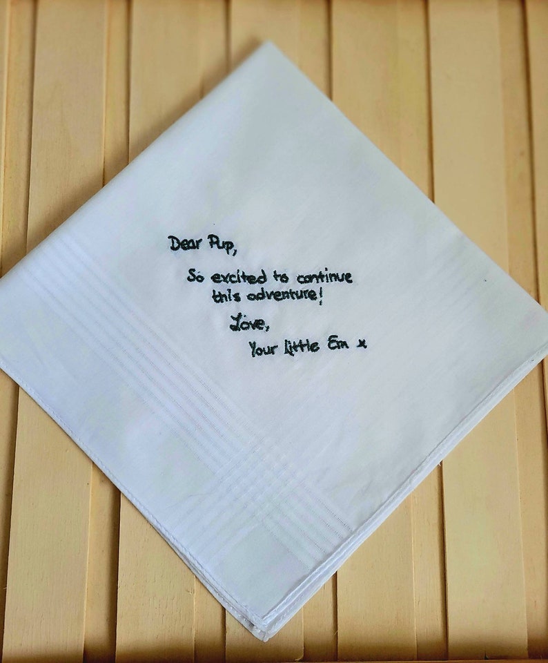 Personalised Handwriting Embroidered Handkerchief – Custom Wedding Keepsake Gift image 6