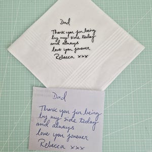 Personalised Handwriting Embroidered Handkerchief – Custom Wedding Keepsake Gift image 11