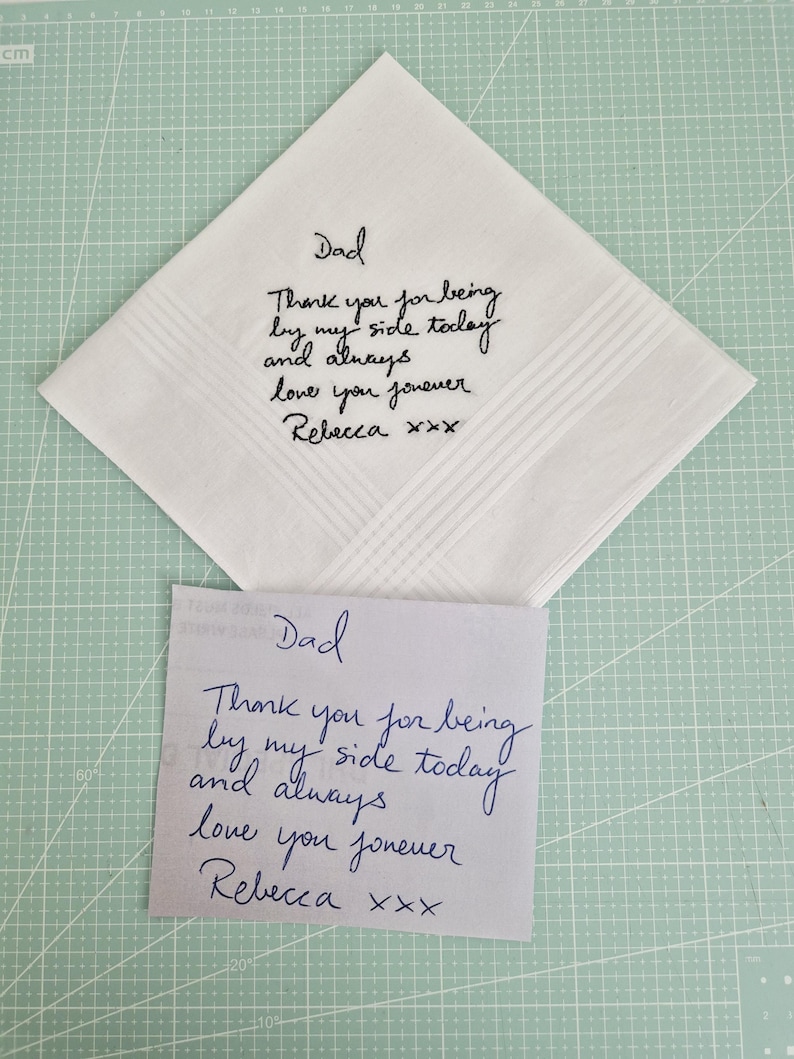 Personalised Handwriting Embroidered Handkerchief – Custom Wedding Keepsake Gift image 11