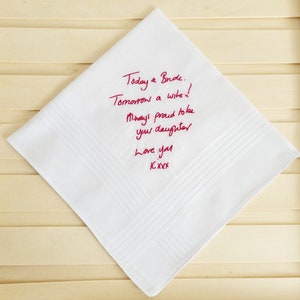 Personalised Handwriting Embroidered Handkerchief – Custom Wedding Keepsake Gift image 9