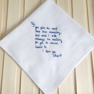 Personalised Handwriting Embroidered Handkerchief – Custom Wedding Keepsake Gift image 7