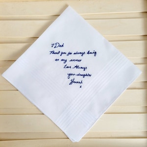 Personalised Handwriting Embroidered Handkerchief – Custom Wedding Keepsake Gift image 1