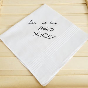 Personalised Handwriting Embroidered Handkerchief – Custom Wedding Keepsake Gift image 5