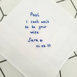 Personalised Handwriting Embroidered Handkerchief – Custom Wedding Keepsake Gift image 8