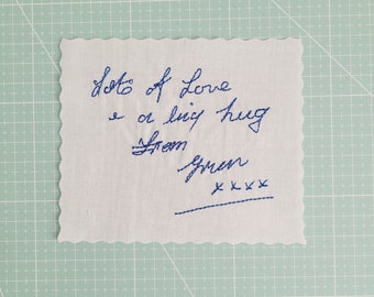 Handwritten Wedding Dress Patch, Embroidery, Personalised, Custom Order Handwriting
