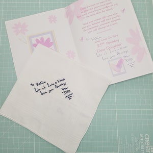 Personalised Handwriting Embroidered Handkerchief – Custom Wedding Keepsake Gift image 3