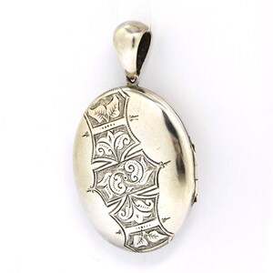 Large Sterling Silver Victorian Locket Necklace