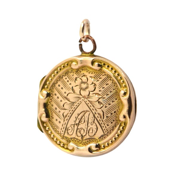 Antique 9k Rose Gold Locket | 9ct Gold Back And Front Antique Round Pendant Necklace