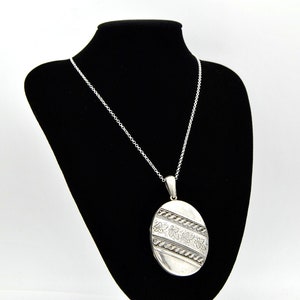 Large Sterling Silver Victorian Locket Necklace