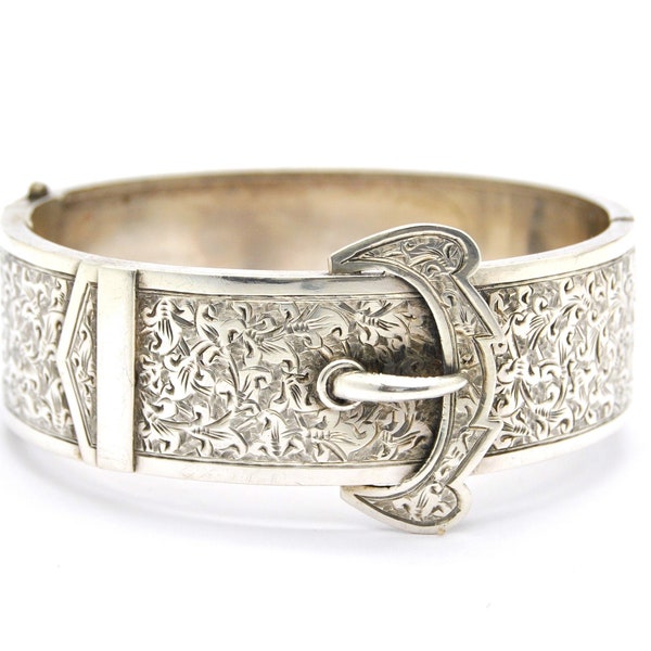 Victorian Sterling Silver Buckle Bangle