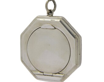 Sterling Silver Art Deco Octagonal Compact Pendant