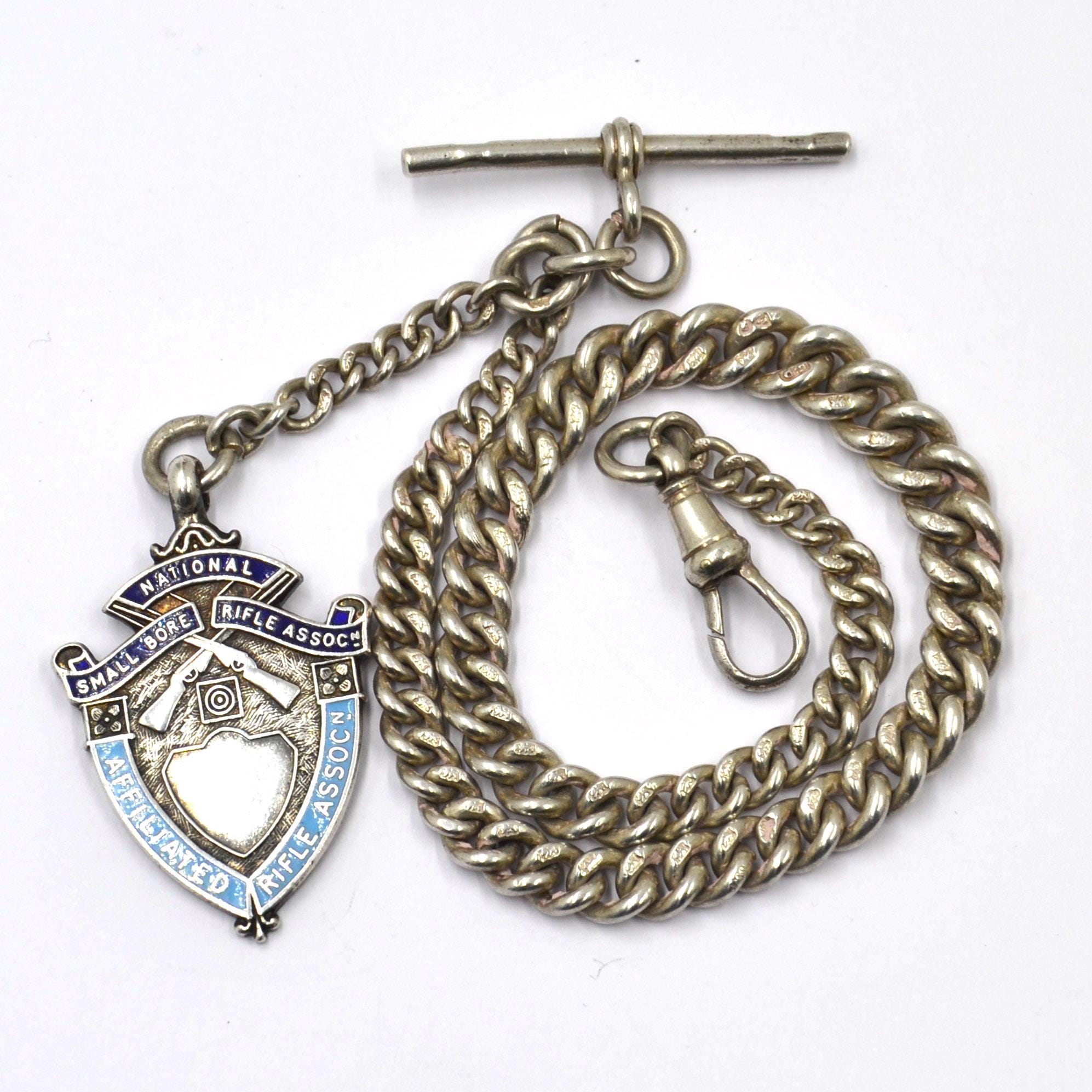 アンティーク スターリングシルバー シングル アルバート 懐中時計