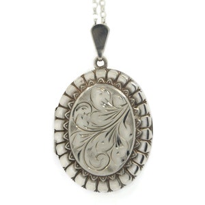 Vintage Oval Sterling Silber Medaillon Halskette