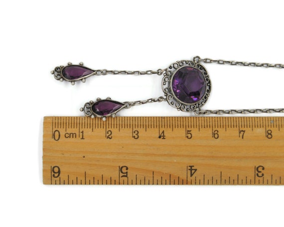 Antique Edwardian Silver & Amethyst Paste Neglige… - image 6