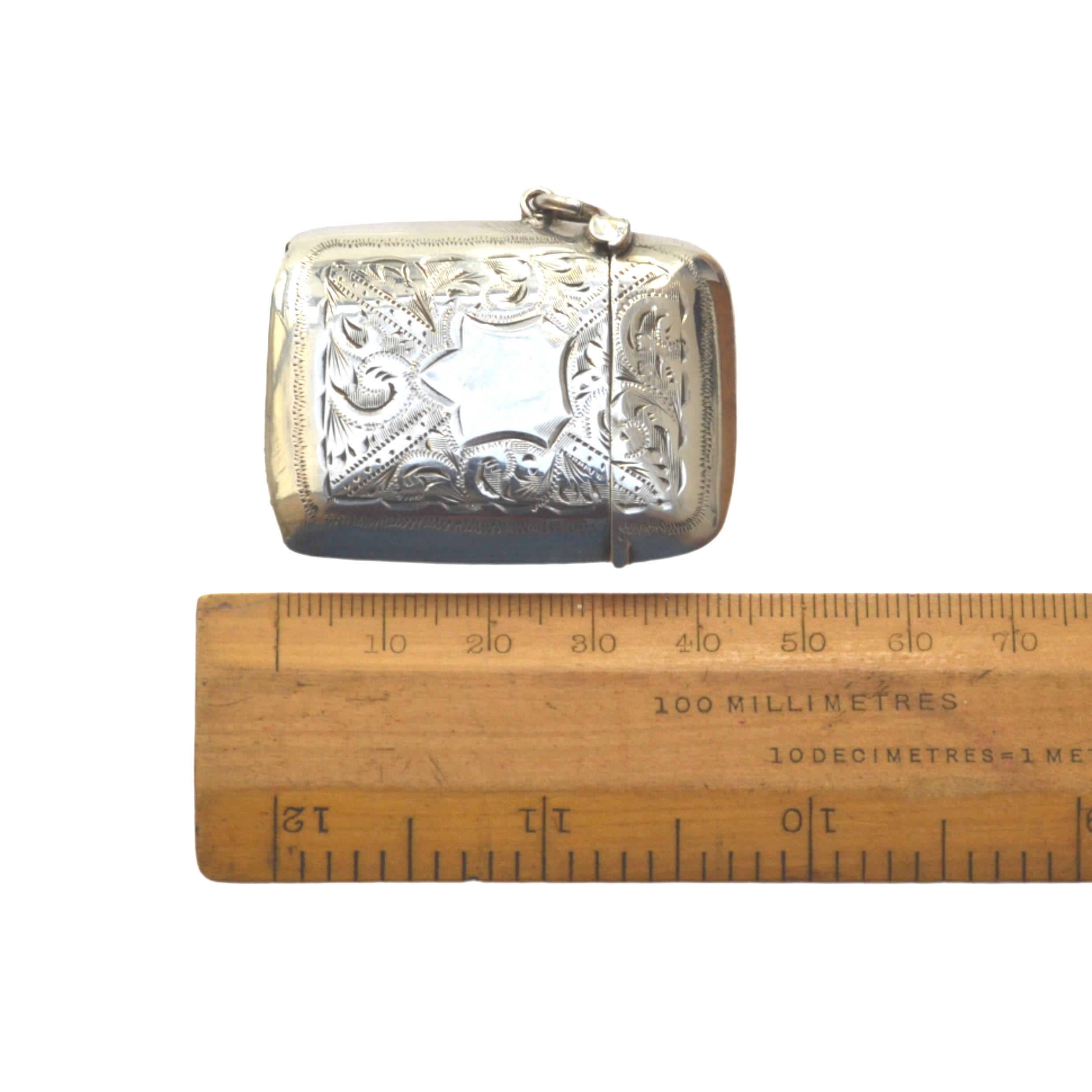 Antique Sterling Silver Vesta Case | Engraved Pocket Match