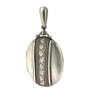 Large Sterling Silver Victorian Locket Necklace
