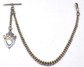 アンティーク スターリングシルバー シングル アルバート 懐中時計