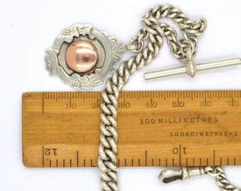 アンティーク スターリングシルバー シングル アルバート T バー 懐中