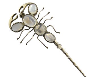 Antique Moonstone Scorpion Brooch