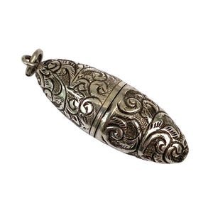 Pendentif victorien en argent sterling avec boîte ou pot de vinaigrette