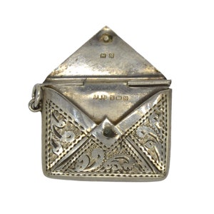 Antique Sterling Silver Envelope Stamp Holder or Case Pendant - Etsy