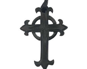 Large Victorian Vulcanite Cross Pendant
