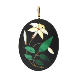 Victorian Pietra Dura Pendant Necklace