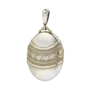 Large Sterling Silver Victorian Locket Necklace