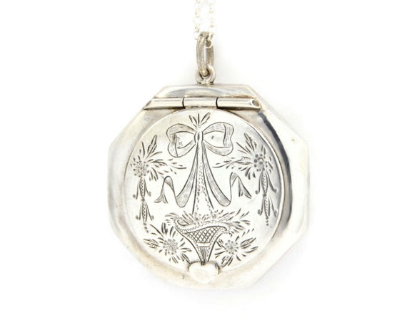 Sterling Silver Chatelaine Compact Locket Necklace