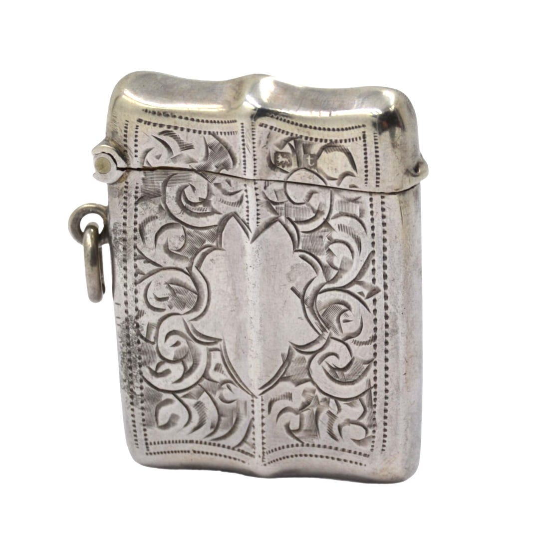 Antique Sterling Silver Vesta Case | Engraved Pocket Match Safe - Etsy