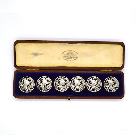 Antique Edwardian Sterling Silver Large Buttons ,… - image 1