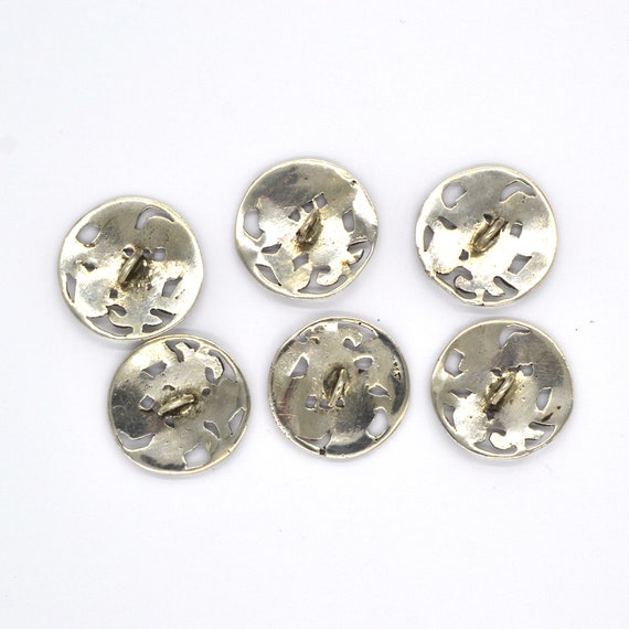 Antique Edwardian Sterling Silver Large Buttons ,… - image 6