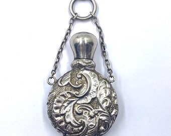 Antique Victorian Sterling Silver Scent Bottle Pendant