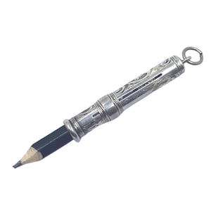 Antique Victorian Sterling Silver Propelling Pencil Holder Pendant