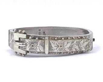 Victorian Sterling Silver Buckle Bangle