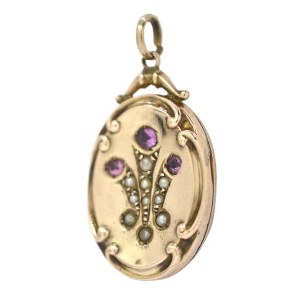 Victorian 9ct Gold Back And Front Pearl & Paste Set Locket