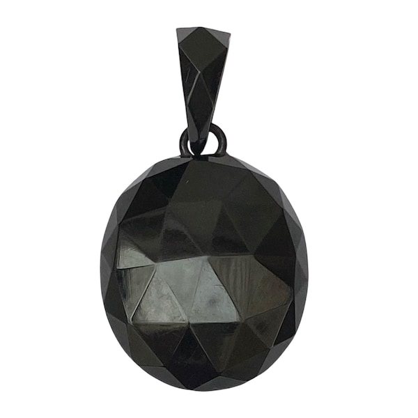 Antique Victorian Faceted Whitby Jet Locket Pendant