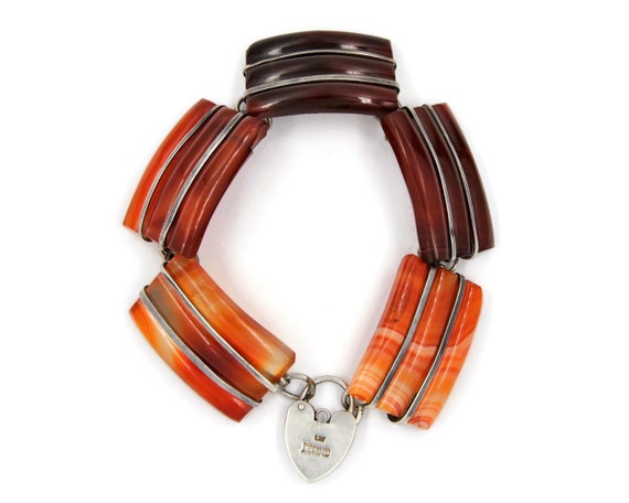 Victorian Silver Scottish Agate Bracelet | Antique