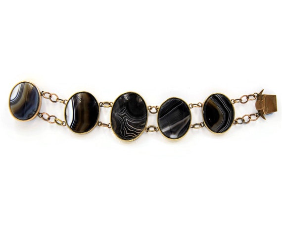 Victorian Scottish Agate Bracelet | Antique Gilt B