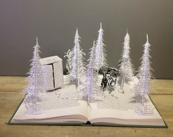 SOLD Narnia book sculpture book art Lion Witch Wardrobe book lover gift reader gift leaving gift child decor birthday gift anniversary gift