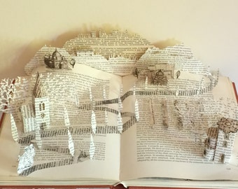 SOLD Book sculpture book art book lover gift wedding anniversary gift leaving gift Italy reader gift paper art personalised book gift