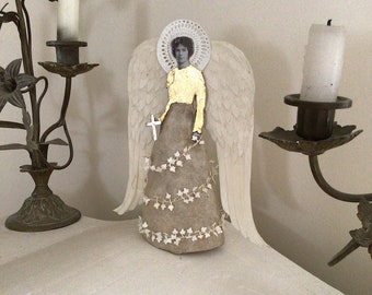 SOLD - Angel sculpture || mixed media art sculpture || altered art || victorian photograph