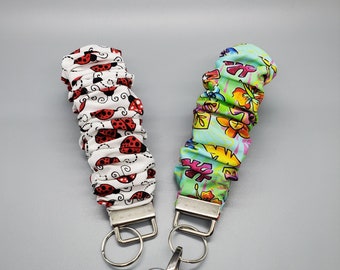 Ladybug or Hawaiian Flower Scrunchie Keychain