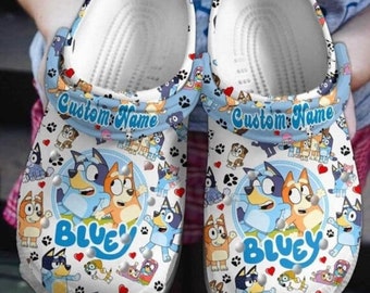 Personalized Bluey Family Birthday Clog Shoes, Clogs Shoes For Men Women and Kid, Funny Clogs Crocs, Crocband, Halloween Gift