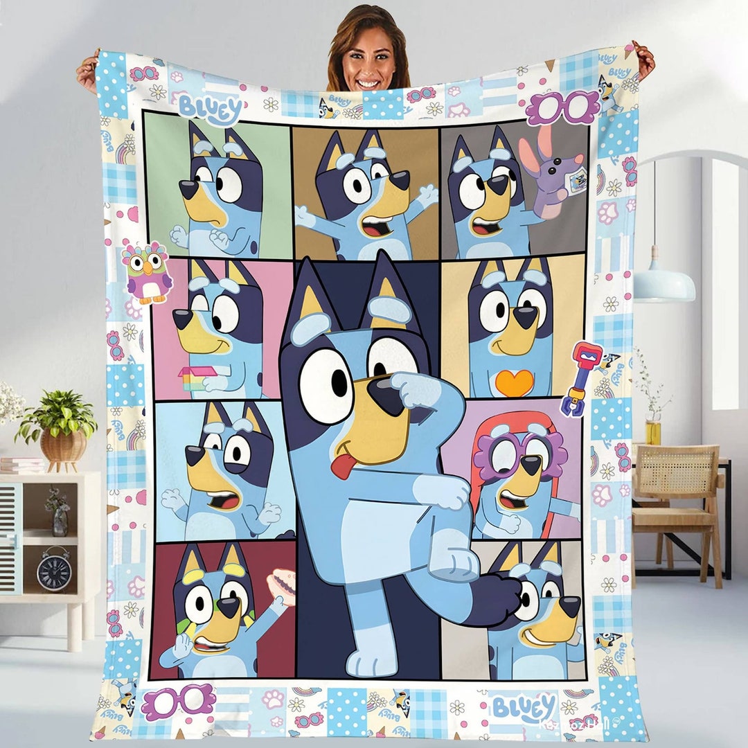 Bluey Blanket, Bluey Family Soft Cozy Fleece Throw Blankets, Bluey