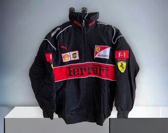 Gestickte Ferrari F1 Jacke Rennjacke Formel 1 Vintage Vintage Unisex Y2K 90er Jahre StreetwearRacing Weihnachtsgeschenk Herrenbekleidung